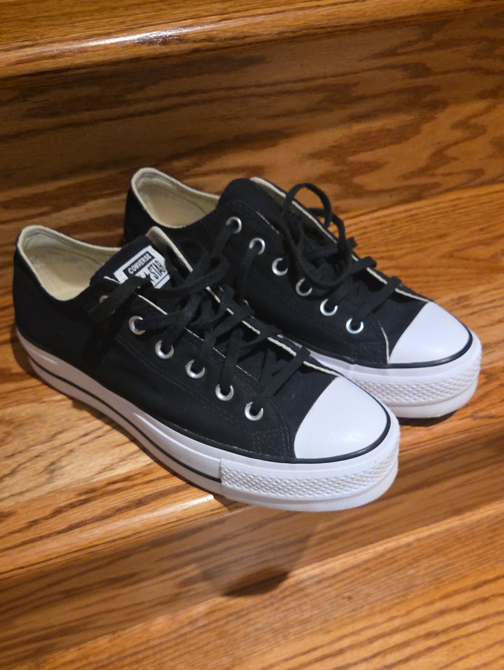 Converse All-Star Black and White Low-Top Canvas Sneakers - Women's 9.5